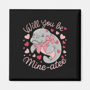 Valentine Manatee Cute Animal Hearts Will You Be M Magnet
