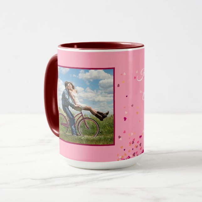Valentine Maroon Personalise PHOTO TEMPLATE Gift Mug (Front Left)