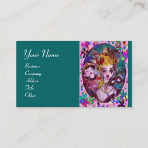 VALENTINE MASQUERADE MASKS ,CONFETTI,pink green Business Card