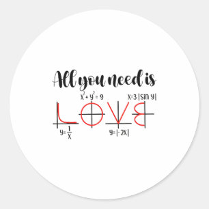Valentine Math Humor For Teachers Students  Classic Round Sticker