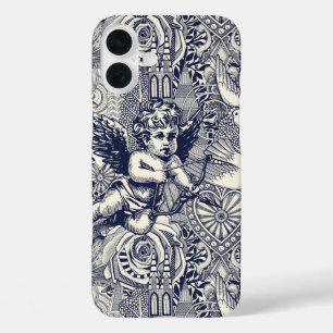 valentine maximalism navy blue pearl iPhone 16 plus case
