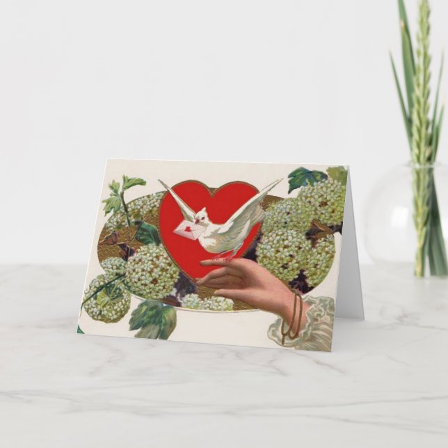 Valentine Message With Dove Holiday Card (Front)