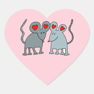 Valentine Mice Heart Stickers