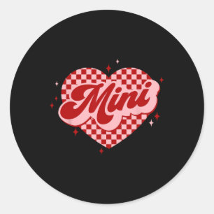 Valentine Mini Chequered Heart Valentines Day Wome Classic Round Sticker