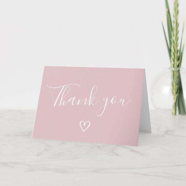 Valentine Minimalist Heart Baby Shower  Thank You Card (Front)