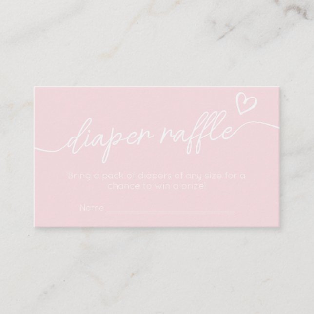 Valentine Minimalist Heart Diaper Raffle Enclosure Card (Front)
