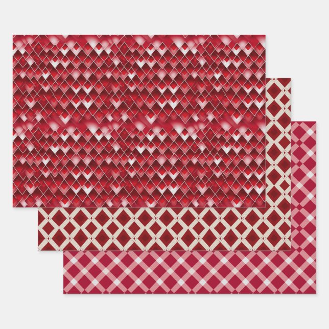 Valentine Modern Argyle Pattern Set No2 Wrapping Paper Sheet (Set)