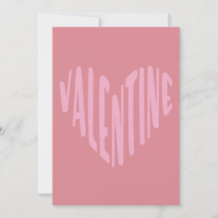 Valentine Modern Typography Pink Heart  Holiday Card