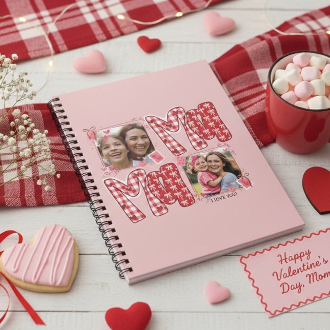 Valentine Mom and Child Pink Red Plaid Hearts Notebook (Creator Uploaded)