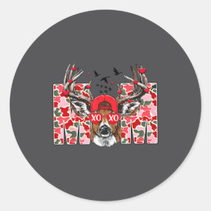 Valentine Mom Camo Deer Buck Hunting Matching Vale Classic Round Sticker