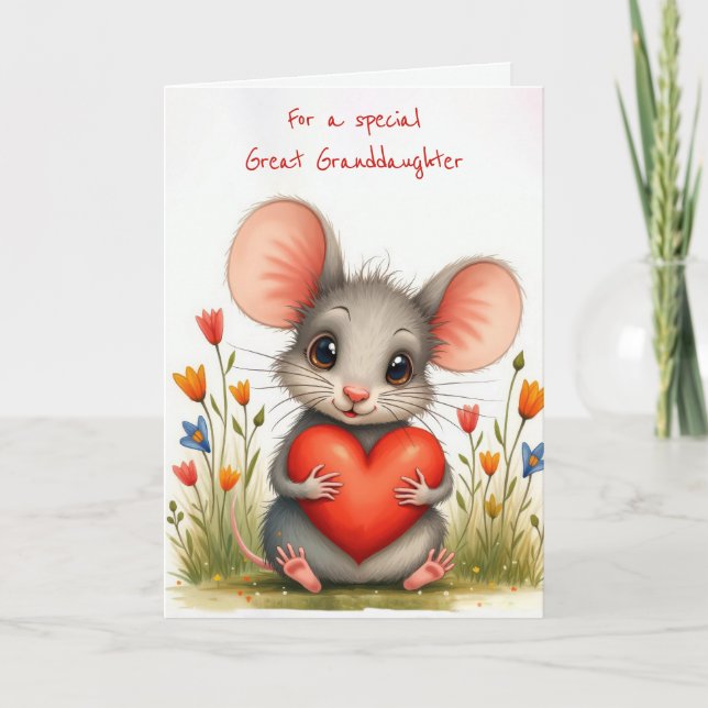 Valentine Mouse for Great Granddaughter Card (Front)