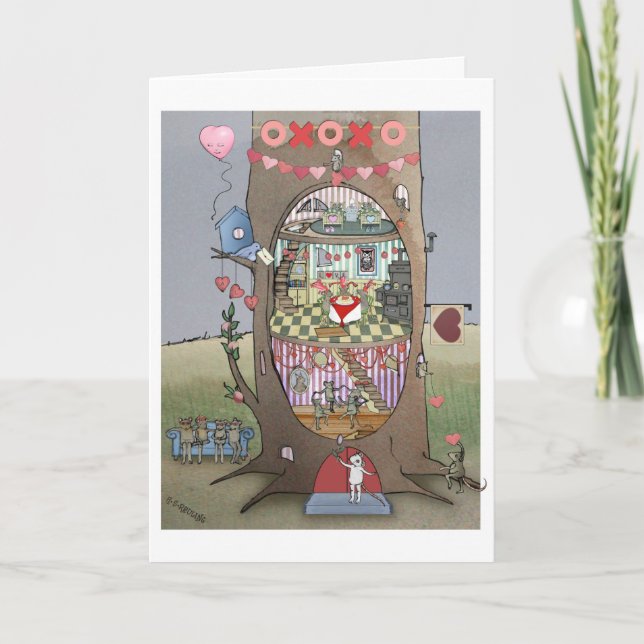 Valentine Mouse Tree Card (Front)