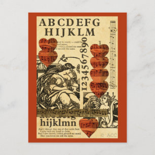 Valentine music hearts holiday postcard