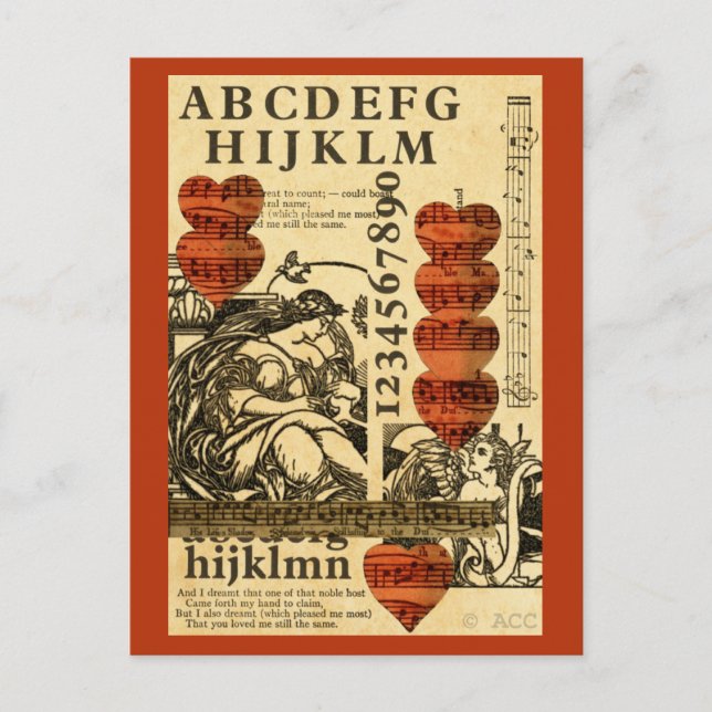 Valentine music hearts holiday postcard (Front)