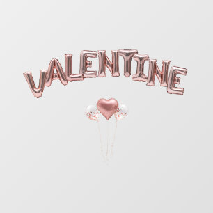 Valentine Mylar Text with Helium Balloons Window Cling