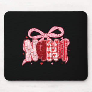 Valentine Nana Coquette Pink Bow Floral Mom Women Mouse Mat