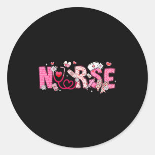 Valentine Nicu Icu Er Rn Nurse Scrub Top Women Gir Classic Round Sticker