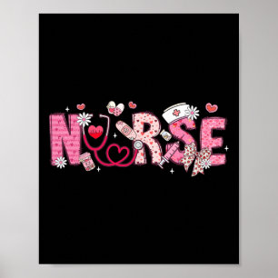 Valentine Nicu Icu Er Rn Nurse Scrub Top Women Gir Poster