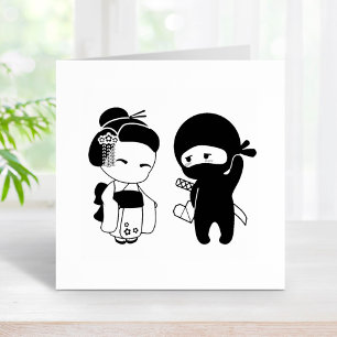 Valentine Ninja and Geisha Rubber Stamp