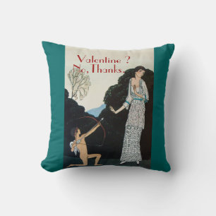 VALENTINE ? NO,THANKS /RETRO ANTI VALENTINE'S DAY CUSHION