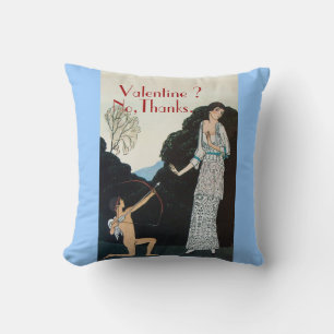 VALENTINE ? NO,THANKS /RETRO ANTI VALENTINE'S DAY CUSHION