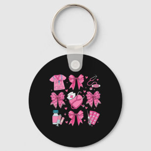 Valentine Nurse Coquette Bow Nurse Valentines Day Key Ring