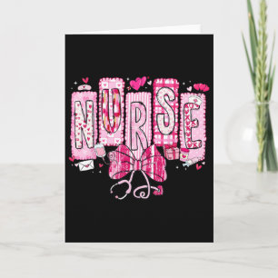 Valentine Nurse Coquette Bow Stethoscope Girl Wome Card