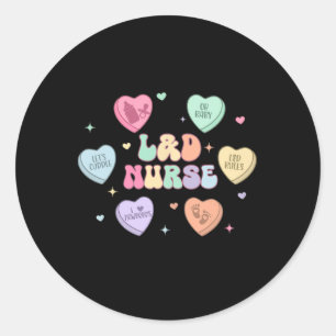 Valentine Nurse Labor And Delivery Cute Reto Heart Classic Round Sticker