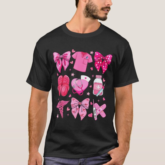 Valentine Nurse Nk Bow Rn Pct Cna Nurse Girl Women T-Shirt (Front)