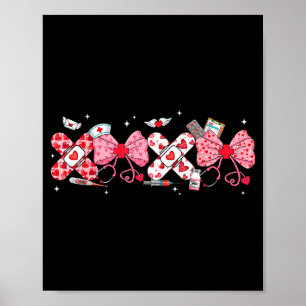 Valentine Nurse Xoxo Nk Bow Stethoscope Rn Pct Cna Poster