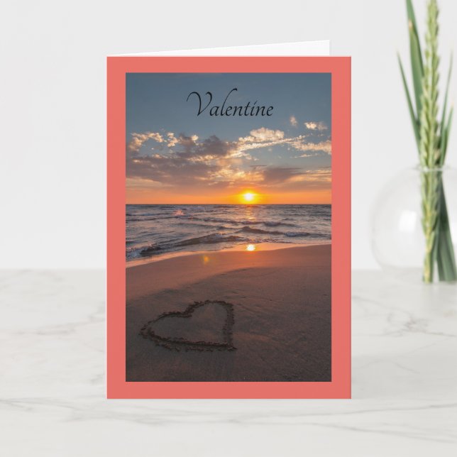Valentine Ocean Shore Holiday Card (Front)