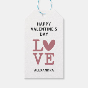 Valentine old rose & white love heart custom gift  gift tags
