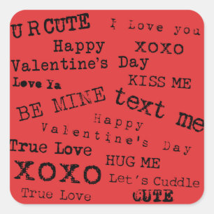 Valentine Old Typewriter Modern Vintage Cute Square Sticker