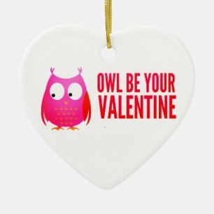 Valentine Owl Custom Ceramic Tree Decoration