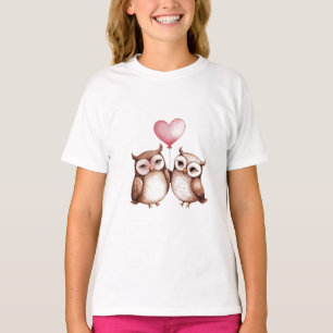 Valentine Owls and Heart Balloon T-Shirt