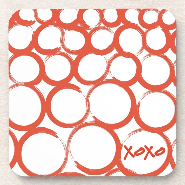 Valentine Painted XOXO Coaster (Front)