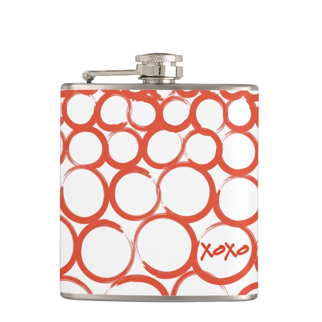 Valentine Painted XOXO Hip Flask (Front)