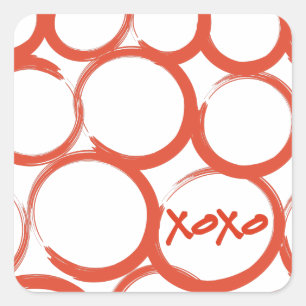 Valentine Painted XOXO Square Sticker
