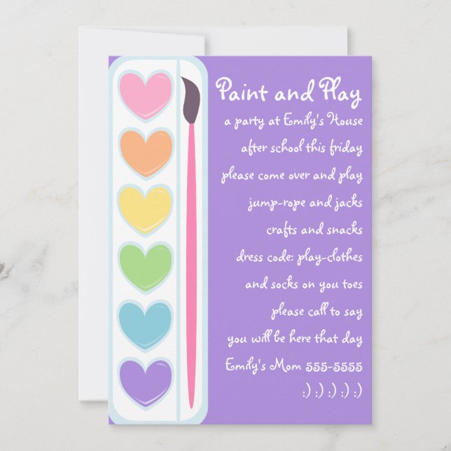 Valentine Paints and Brushes Invitation (Front)