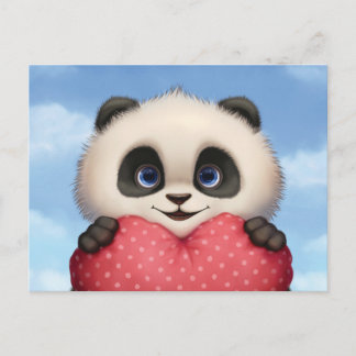 Valentine Panda Holiday Postcard