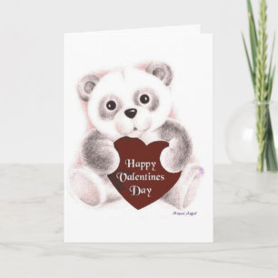 Valentine Panda Sketch Holiday Card