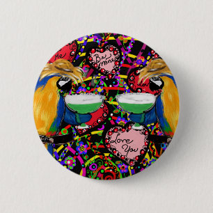 Valentine Parrots 6 Cm Round Badge