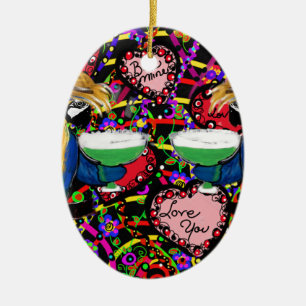Valentine Parrots Ceramic Tree Decoration