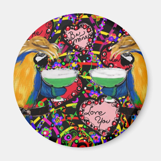 Valentine Parrots Magnet (Front)