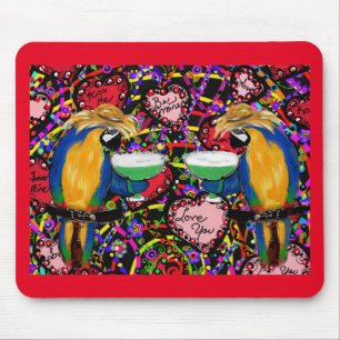 Valentine Parrots Mouse Mat