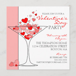 Valentine Party Heart Love Cocktail Invitation