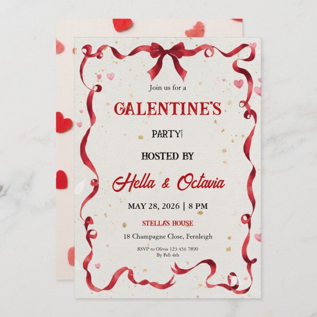 Valentine Party Invitation Printable (Front/Back)