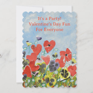 Valentine Party Invite Flat Card Valentine Flowers