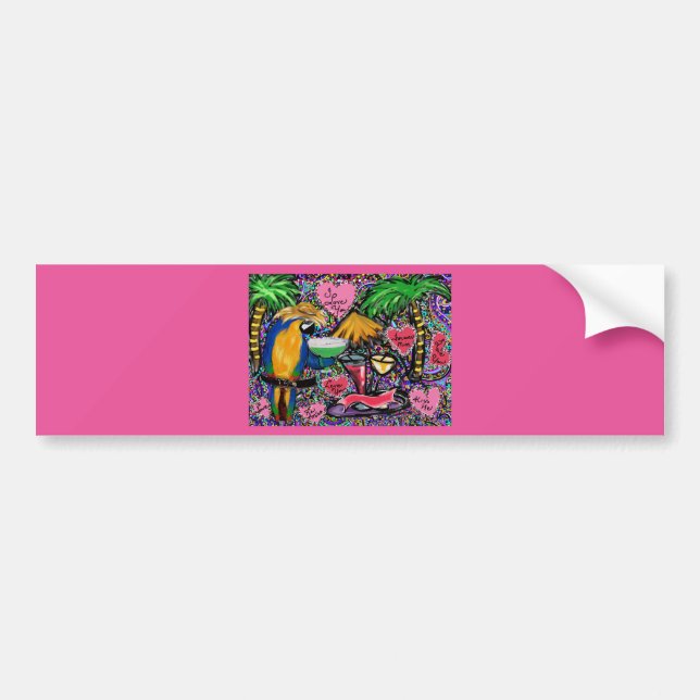 Valentine Party Parrot Bumper Sticker (Front)
