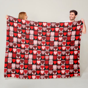 Valentine Patchwork Fleece Blanket